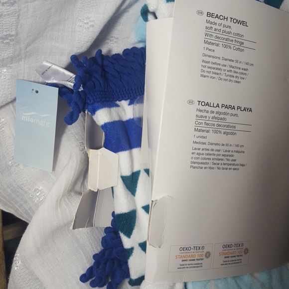 NWT 100% Cotton Round Beach Towel 55in Diameter💙 - Picture 6 of 6